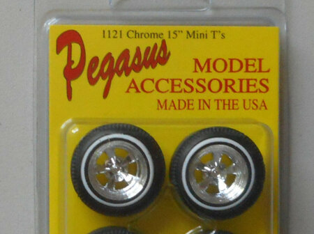 Pegasus 1121 1/24-1/25 "Mini T's" 15" Rims W/Whitewall Tires