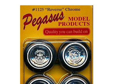 Pegasus 1125 1/24-1/25 "Chrome Reverse" Rims W/Tires Chrome