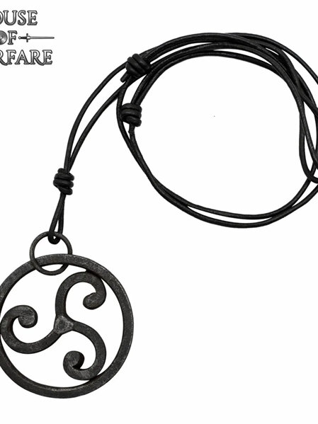 Pendant 3 - Hand Forged Celtic Triskelion Pendant with Leather Cord