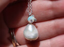 Penelope pear pearl opal leaves pendant sterling silver lilygriffin nz jewellery