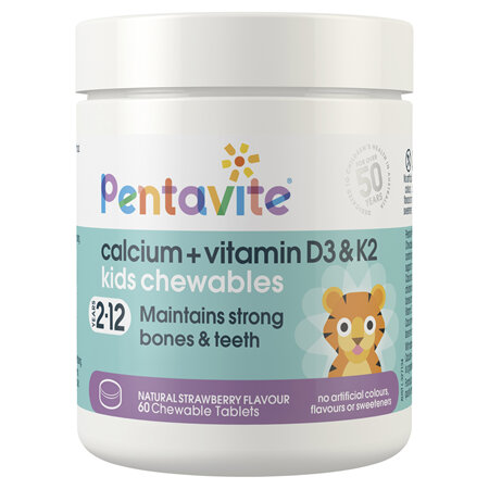 Pentavite Calcium + Vitamin D3 & K2 Kids Chewables 60 Tablets
