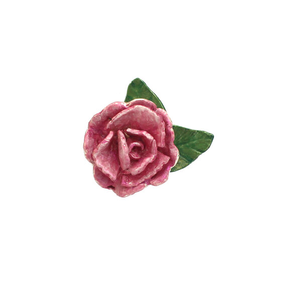 peony pink rose flower leaves sterling silver lapel pin brooch lilygriffin nz