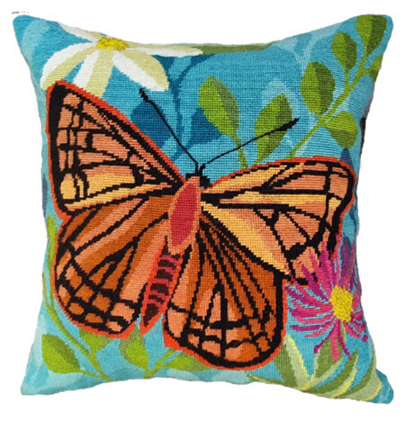 Pepe Para Riki, Coastal Copper Butterfly Needlepoint Cushion Kit