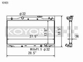 Performance Koyo Radiator, Honda Integra, DC5, 01-07, 36mm, (KV081255R)