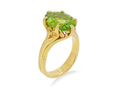Peridot dress ring - yellow gold leaf detail