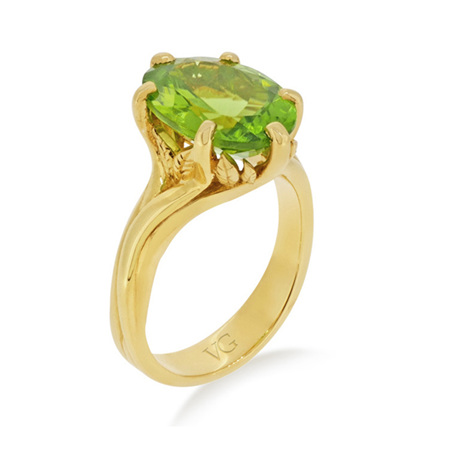 Peridot Leaf Dress Ring