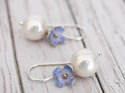 periwinkle lilac blue putiputi flowers pearls earrings lily griffin nz jewellery