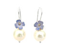 periwinkle pale blue putiputi flowers pearls earrings lily griffin nz jewellery