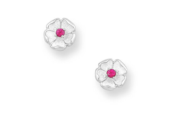 Periwinkle ruby flower earrings