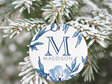 personalised delft  blue floral monogram ornament