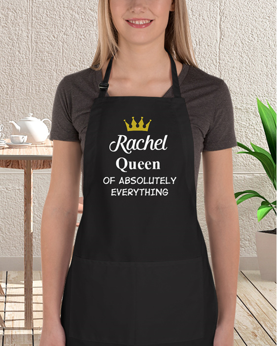 personalised queen of everything apron