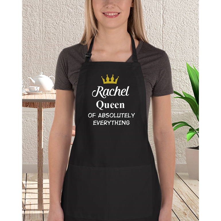 personalised queen of everything apron