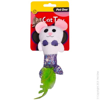 Pet One Cat Toy - Plush Mermouse with Feather