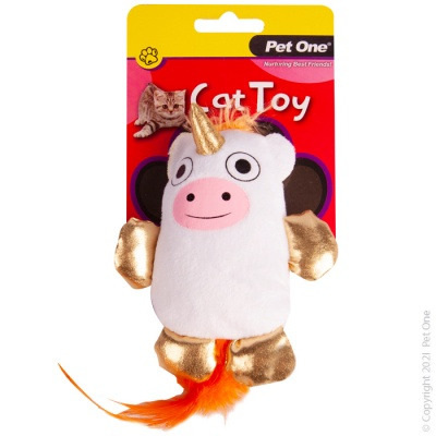 Pet One Cat Toy - Plush Moonicorn with Feather