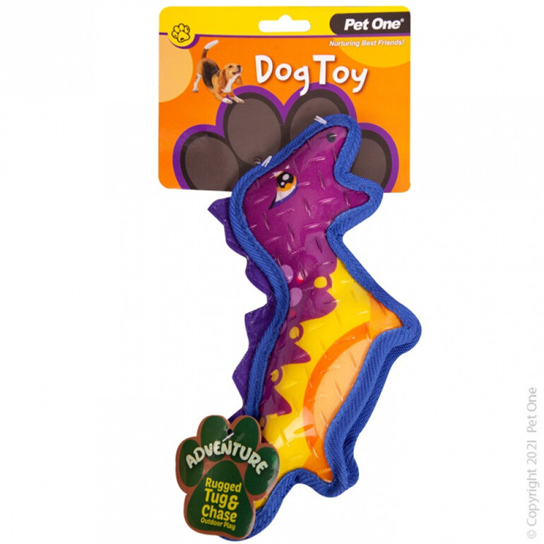 Pet One Dog Toy - Adventure Squeaky Dinosaur Multicolour