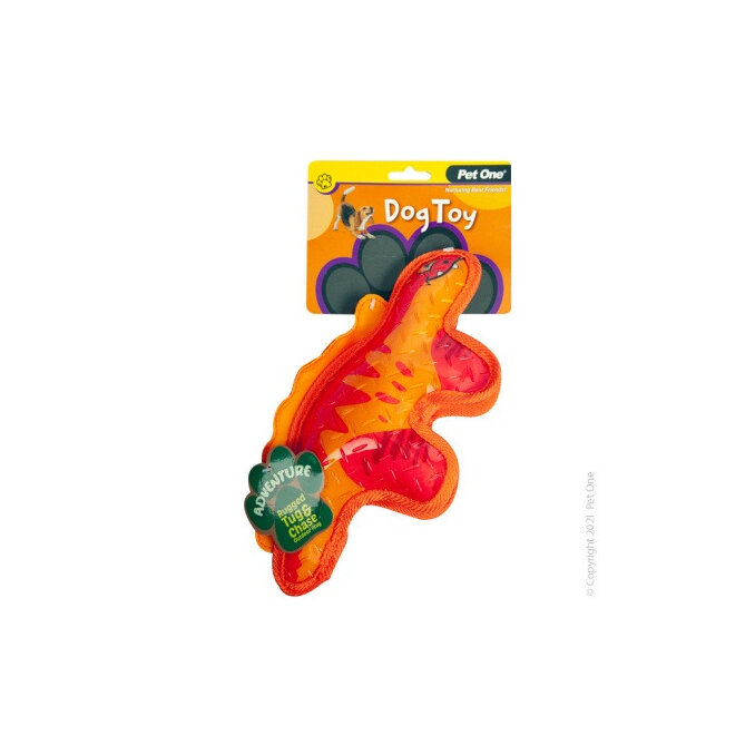 Pet One Dog Toy - Adventure Squeaky Dinosaur Red