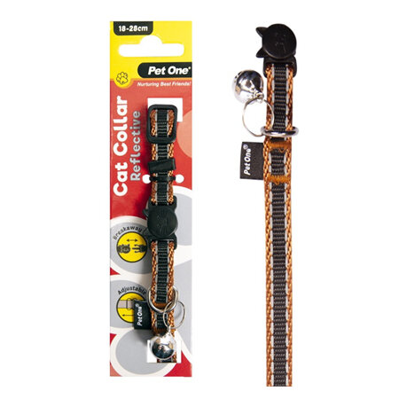 Pet One New Reflective Cat Collar Black/Brown