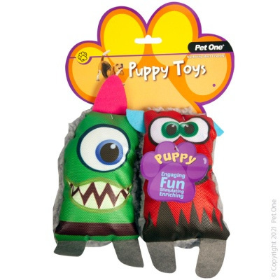 Pet One - Puppy Squeaky Fluffy Monsters Pack (2 piece set)