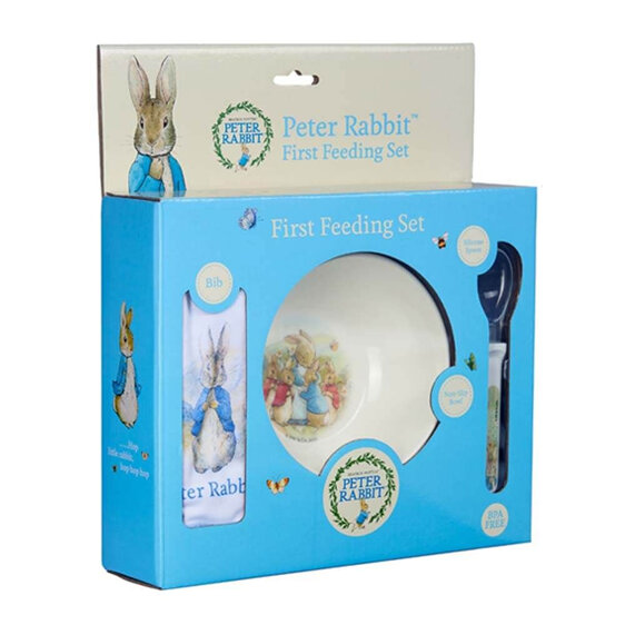 Peter Rabbit Classic First Feeding Set bib bowl spoon beatrix potter baby