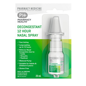 Pharmacy Health Decongestant 12 Hour Nasal Spray 20ml