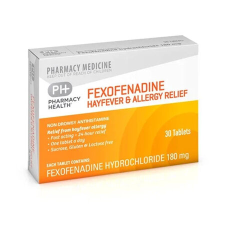 Pharmacy Health Fexofenadine 180mg Hayfever and Allergy Relief 30 Tablets