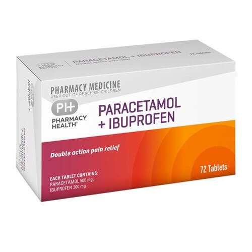 Pharmacy Health Paracetamol + Ibuprofen 72 Tablets