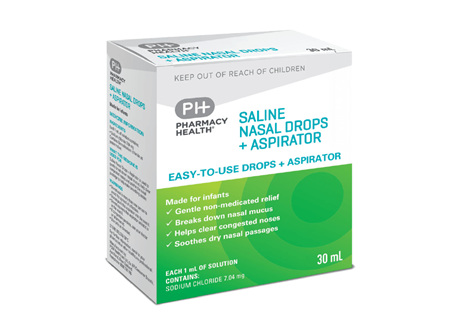 Pharmacy Health Saline Nasal Drops with Aspirator  30ml