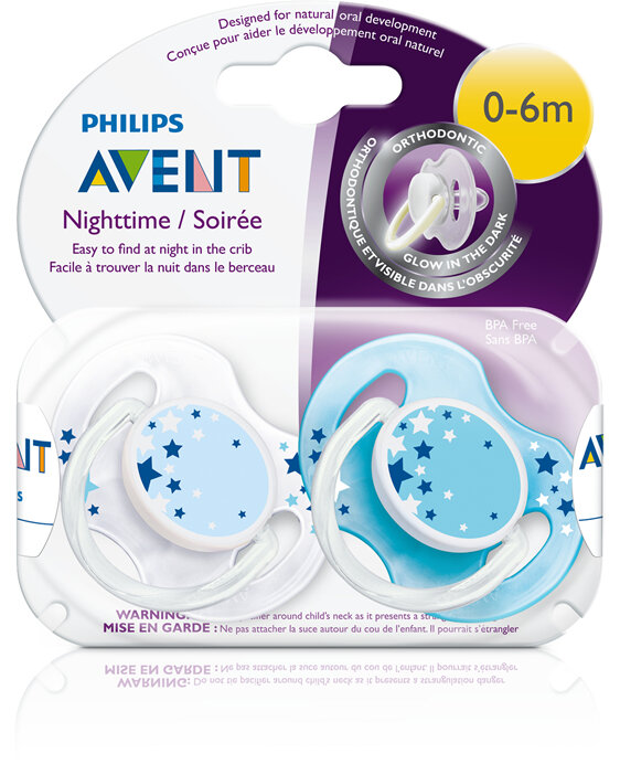 Philips Avent 0-6m Soother Night Time 2pk