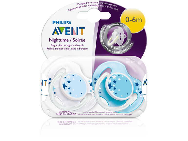 Philips Avent 0-6m Soother Night Time 2pk