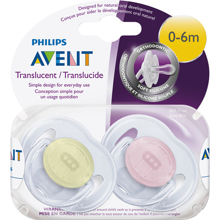 Philips Avent 0-6m Translucent Soother 2pk