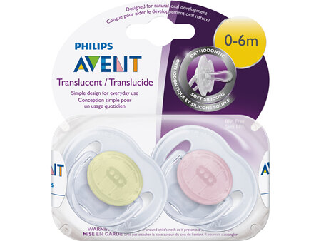 Philips Avent 0-6m Translucent Soother 2pk