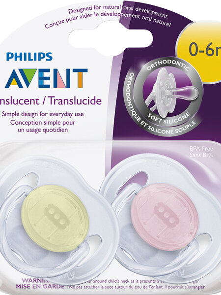 Philips Avent 0-6m Translucent Soother 2pk