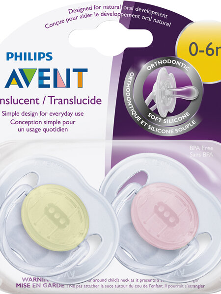Philips Avent 6m+ Soother Translucent 2pk