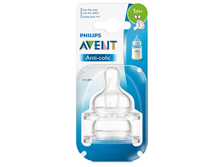 Philips Avent Anti-colic Slow Flow 1m+ Teats 2pk