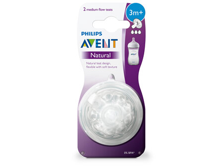 Philips Avent Natural Teat Medium Flow 3m+ 2pk