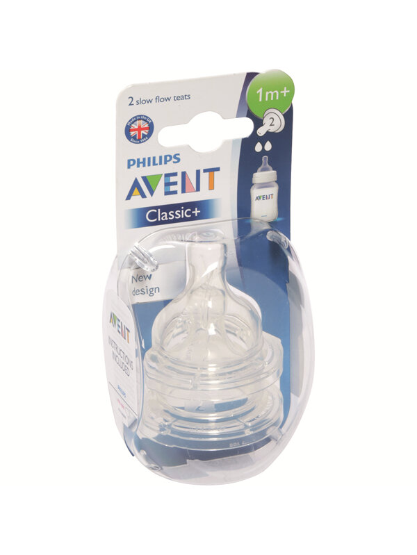 Philips Avent Natural Teat Slow Flow 1m+ 2pk