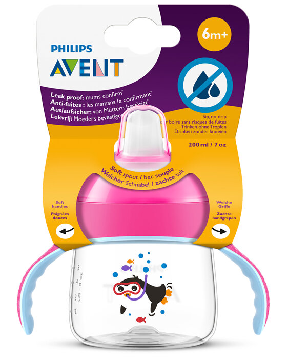 Philips Avent Sip, no Drip Cup 200ml 6m+ (Pink)