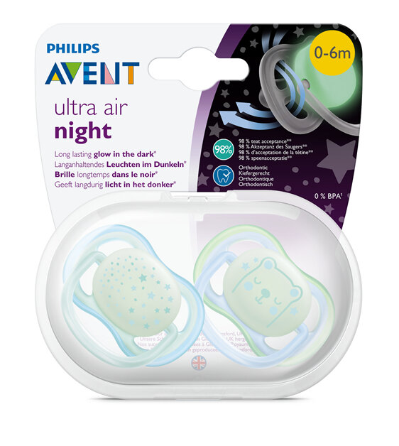 Philips Avent Soother Ultra Air Night 0-6m