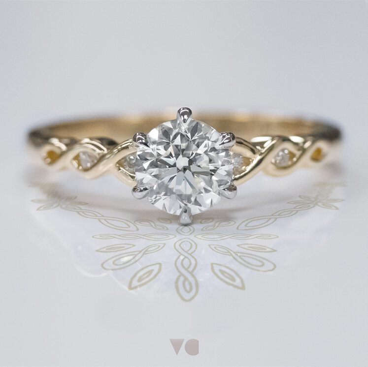 pikorua twist 18ct yellow gold diamond solitaire engagement ring design