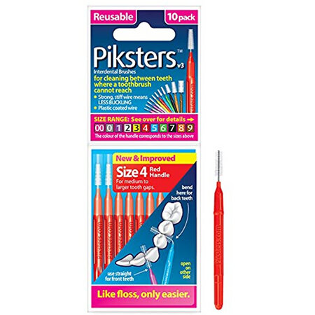PIKSTERS I/D Brush Size 4 Red 10pk