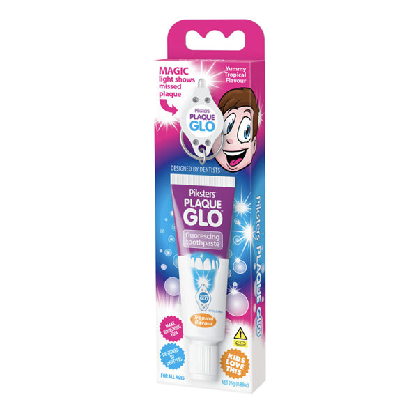 PIKSTERS Plaque Glo Tropical Fluorescing Toothpaste 25g