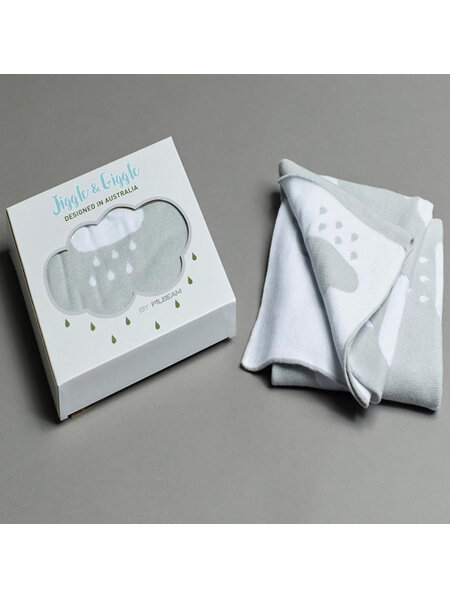 Pilbeam Jiggle & Giggle Boxed Baby Blanket Grey Cloud