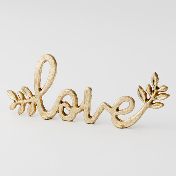Pilbeam Living Love Sculpture text gold