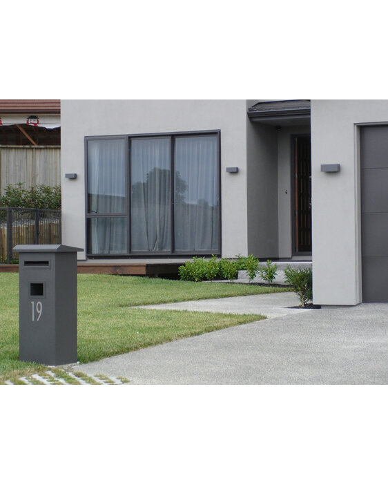 Pillar Letterbox with Flat Sloping Roof