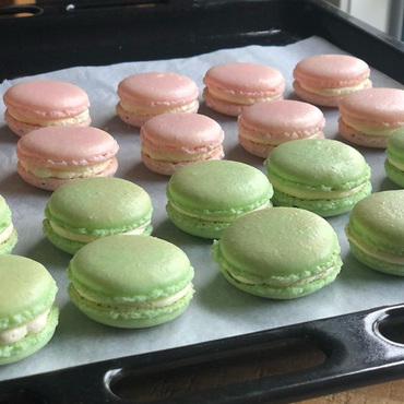 pink and green macarons