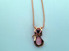 Pink Cat Eyes Crystal Cat Pendant