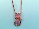 Pink Cat Eyes Crystal Cat Pendant