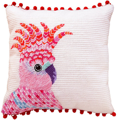 Pink Cockatoo needlepoint kit by The Stitchsmith