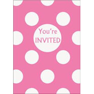 Pink Dots Birthday Invites x 8