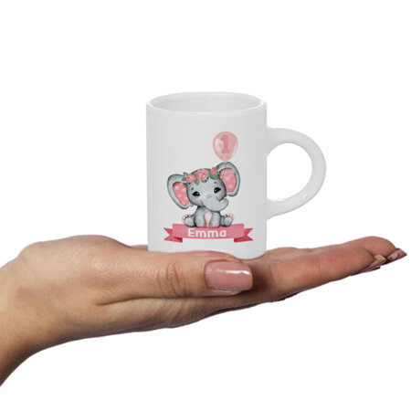 Pink Elephant Personalised Fluffy Mug